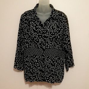 Notations Black & White Button Down blouse, XL